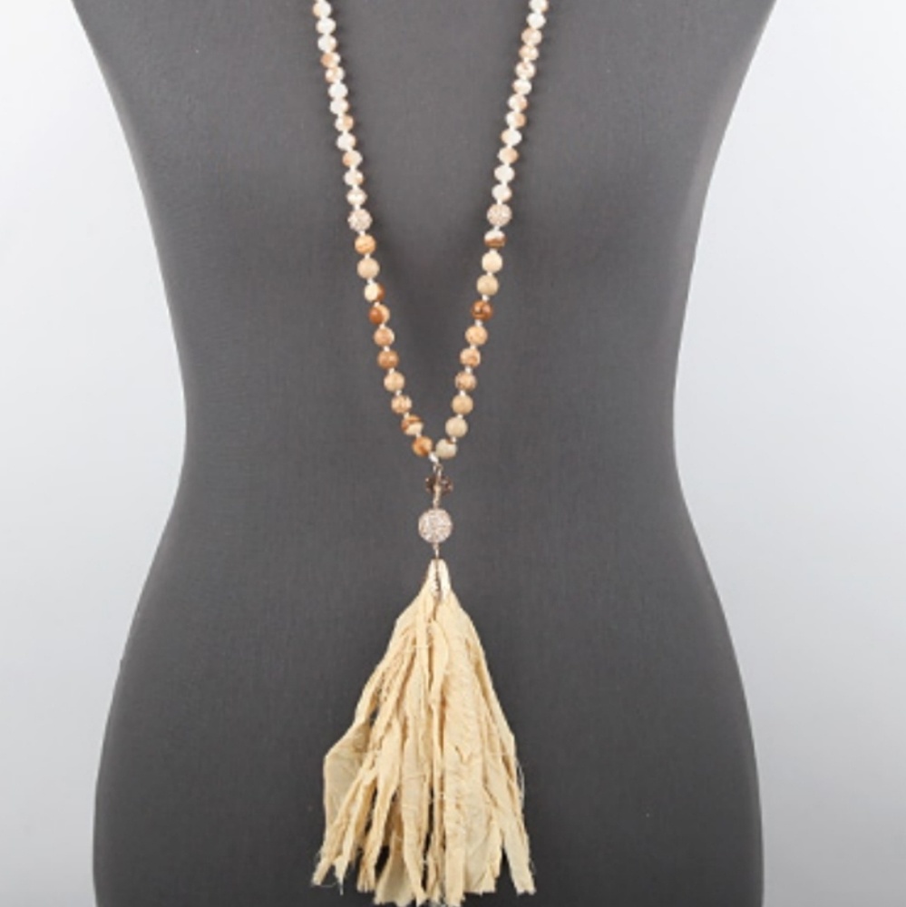 Semi Precious Stone Tassel Necklace